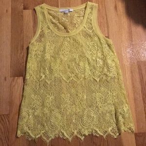 Yellow lace tank